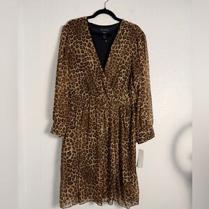 Stella & Julie Leopard Print Wrap Dress Sz16W Brown/Tan Date Night Wedding Guest